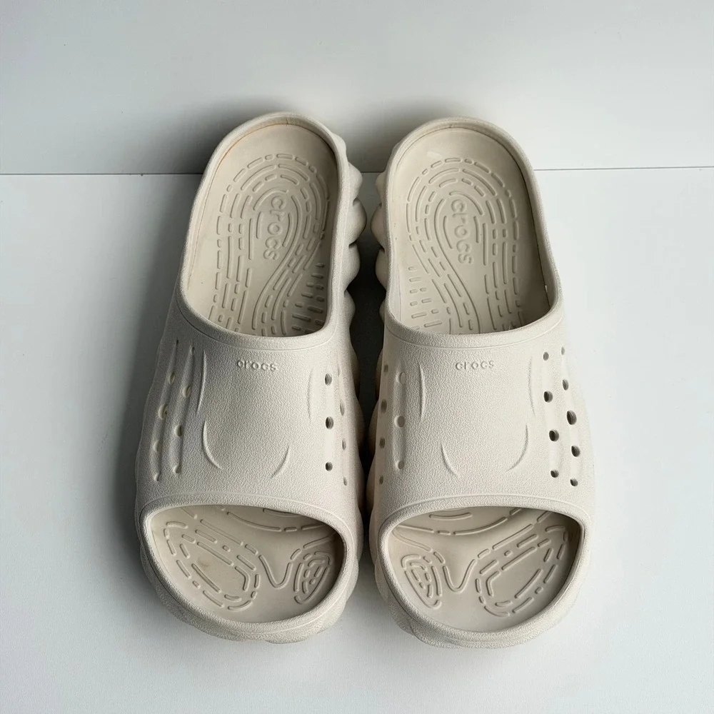 Crocs Echo Slide Men Size 12 Cream Ivory Sporty Streetwear Comfort Sandals
